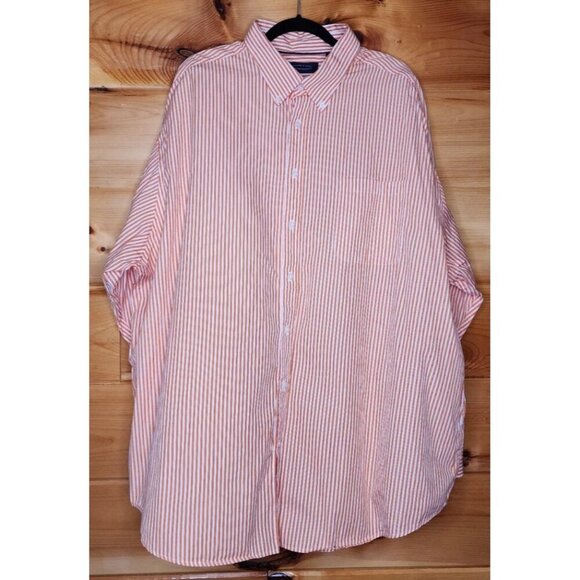 Roundtree & Yorke Shirt Mens 3XL Orange Striped Long Sleeve Button Front Cotton - Picture 8 of 16